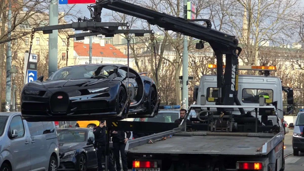 Șoferul unui Bugatti Chiron, prins cu dublul limitei de viteză pe străzile Vienei. Mașina a fost ridicată de poliție