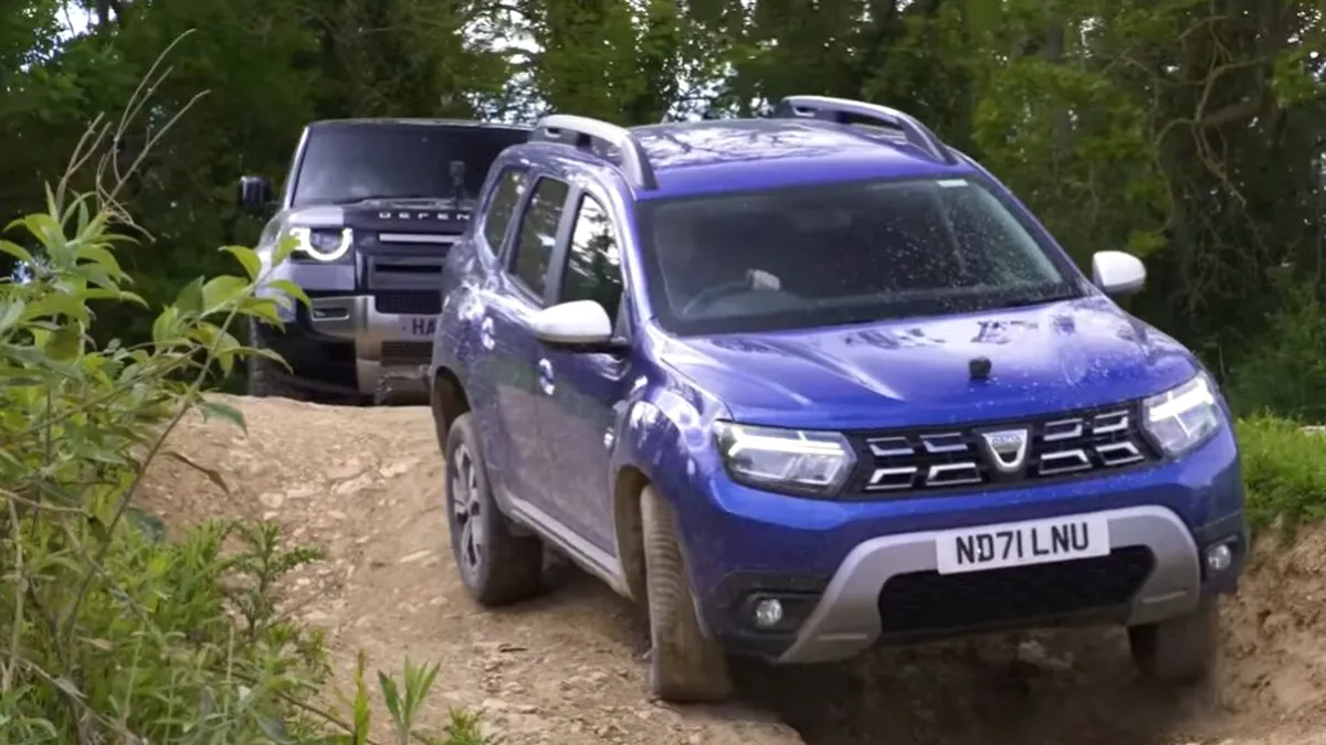VIDEO: Duel în off-road Dacia Duster vs Land Rover Defender. Cum s-a descurcat SUV-ul românesc?