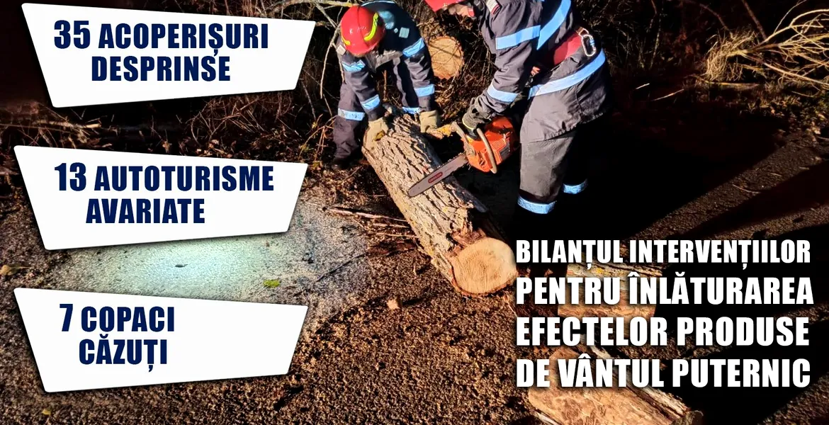 Bilanț după furtună: 13 mașini avariate și două drumuri naționale blocate