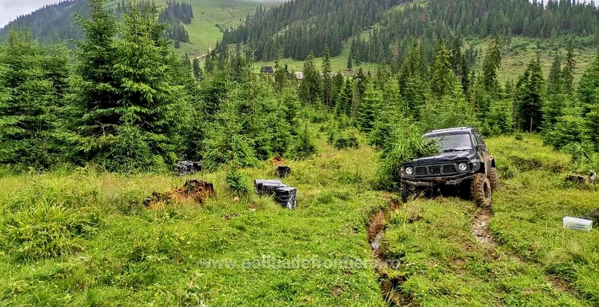 O mașină de teren care transporta țigări de contrabandă a fost confiscată – VIDEO