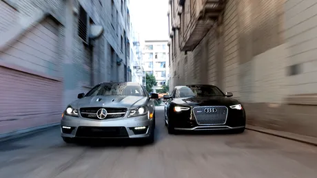 Duelul celor puternici: Audi RS5 versus Mercedes C63 AMG. VIDEO