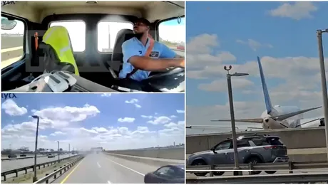 Video | Imagini șocante cu momentul în care un avion Boeing 767 lovește un camion de livrări pe o autostradă din SUA