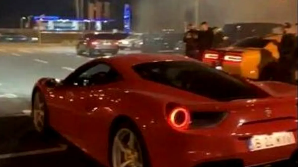Drifturi cu Ferrari şi rafale de AK-47 în Oradea. Clipul VIDEO a ajuns la Poliţie
