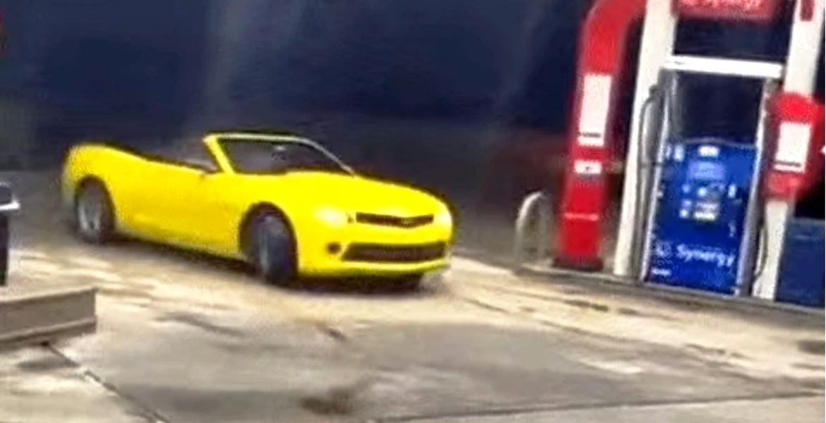 VIDEO – Drifturi cu un Chevrolet Camaro Cabrio într-o benzinărie!