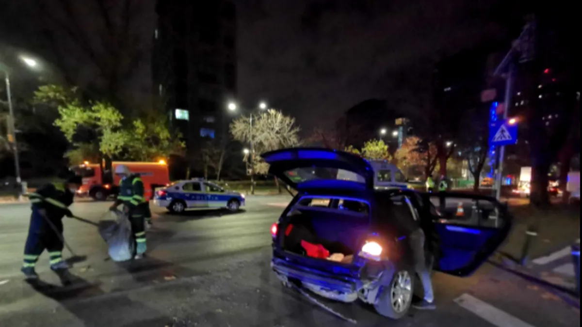 VIDEO - Accident violent pe Calea Dorobanți, din Capitală. Patru mașini au fost implicate