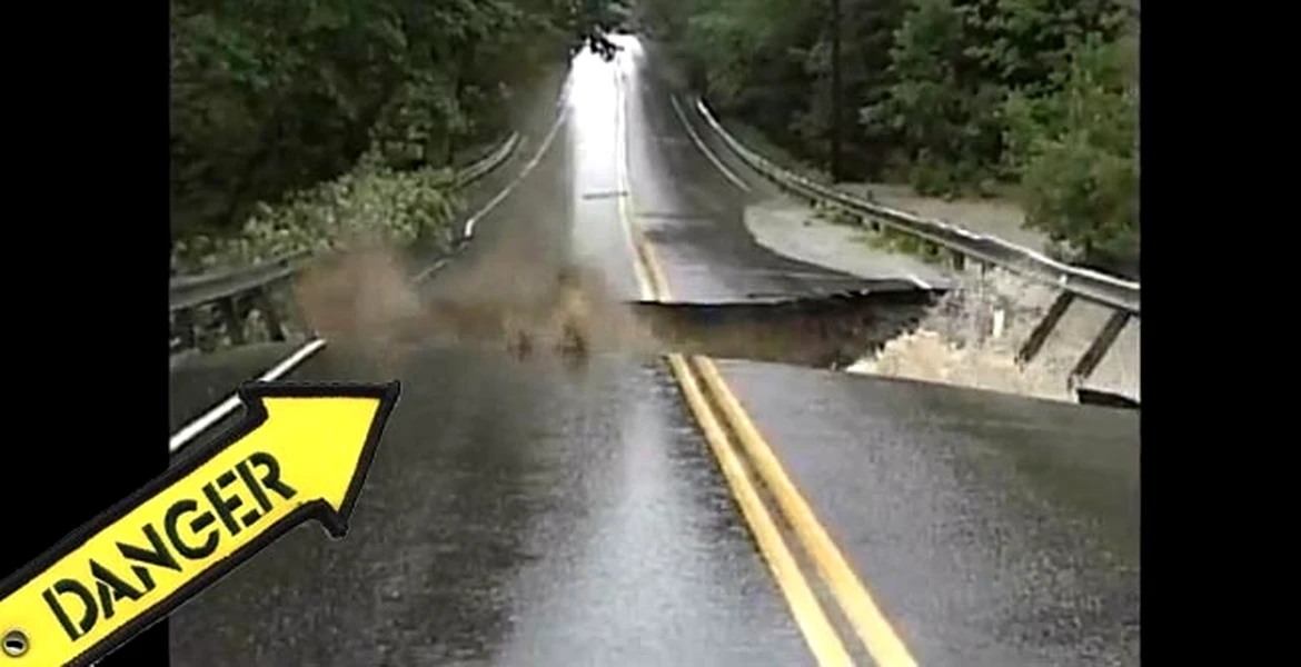 VIDEO: de ce NU e bine să circuli pe o şosea inundată (aviz autorităţilor locale!)