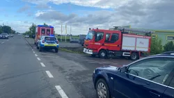 Mașina pompierilor din Galați a intrat în șanț, după ce a fost implicată într-un accident