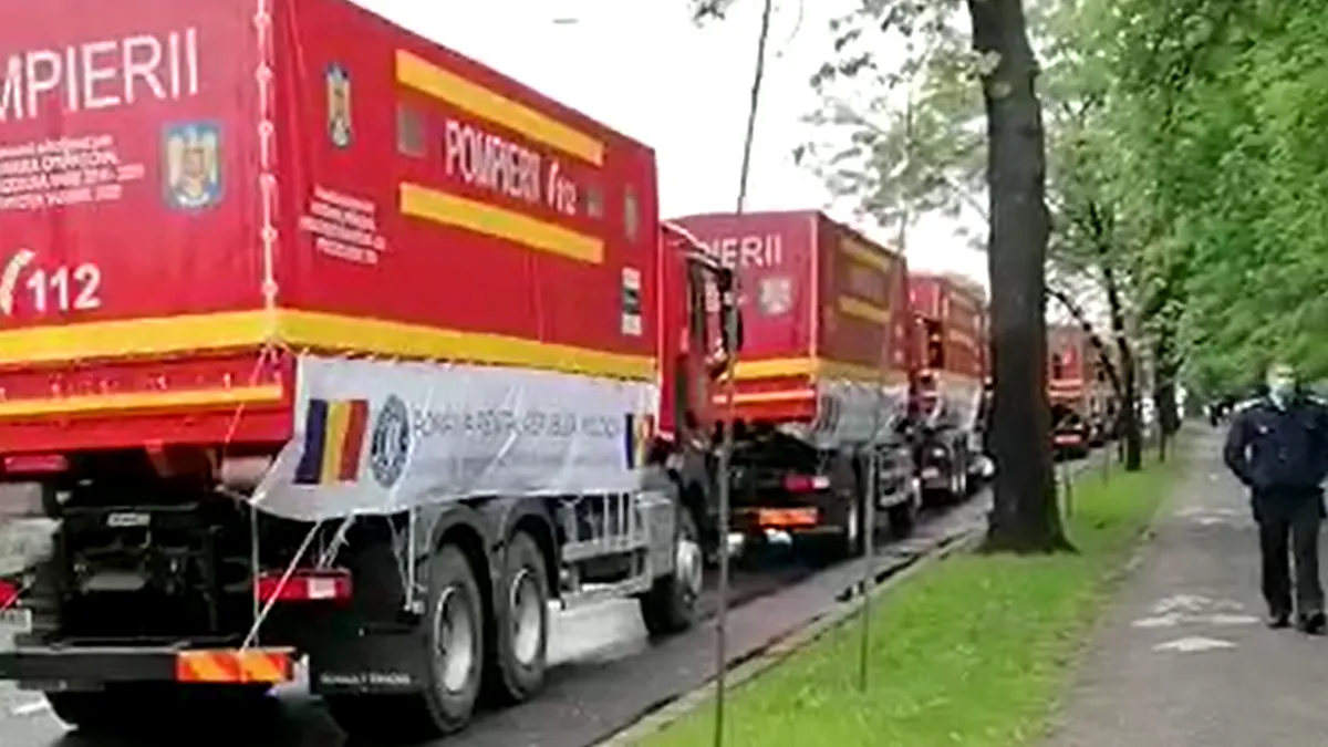 Un convoi de 20 de camioane cu echipamente medicale a pornit din București spre Rep. Moldova