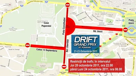 Restricţionări de trafic Bucureşti 20-23 oct din cauza Drift Grand Prix of Romania