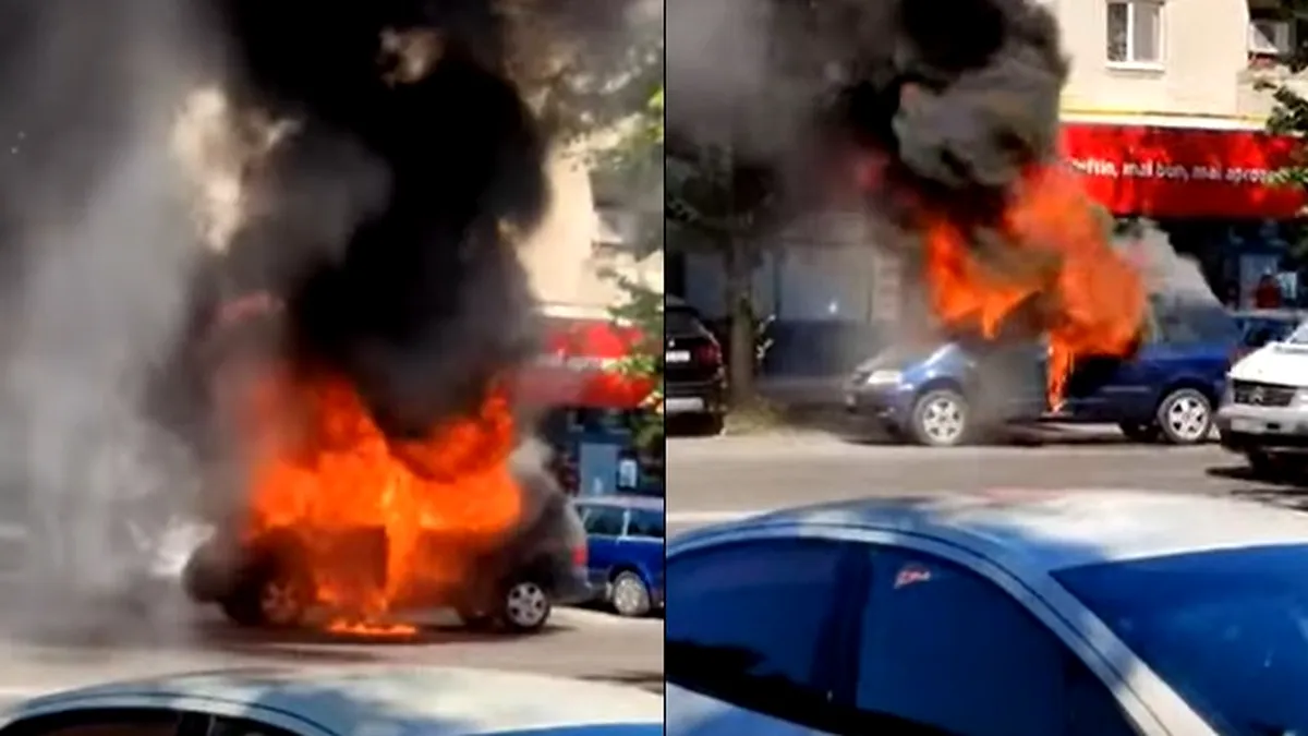Panică la Constanța! O mașină a luat foc pe Bulevardul Tomis