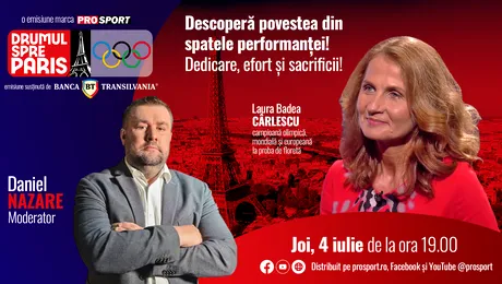 Laura Badea-Cârlescu, campioană olimpică, mondială şi europeană la proba de floretă, invitata emisiunii „Drumul spre Pa” de joi, 4  iulie, de la ora 19:00ris