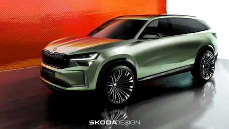 Skoda publică shițe oficiale cu noua generație a SUV-ului Kodiaq. Noul model debutează la începutul lunii octombrie