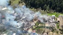 Imagini dramatice surprinse din dronă, cu casele mistuite de foc din Soveja. Amploarea dezastrului e copleșitoare