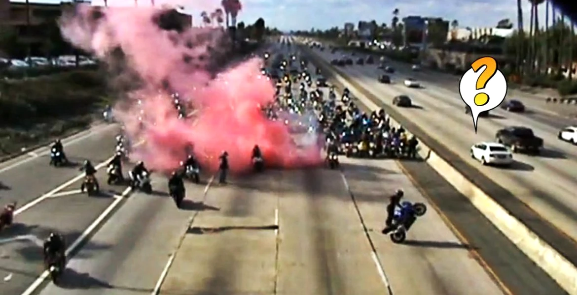 Bikerii americani blochează autostrada pentru o cerere în căsătorie. VIDEO