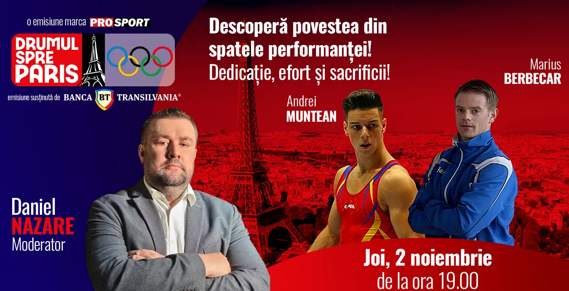 Andrei Muntean și antrenorul său, Marius Berbecar sunt invitații emisiunii ,,Drumul spre Paris’’ de joi, 2 noiembrie, de la ora 19:00