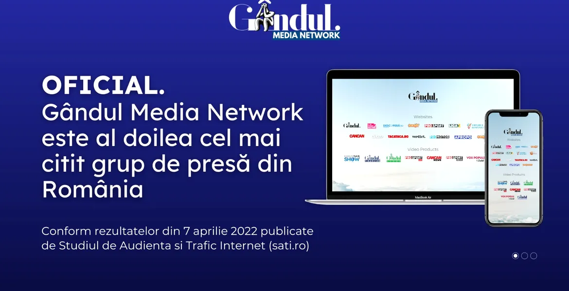 OFICIAL. Grupul Gândul este al doilea cel mai citit grup de presă din România