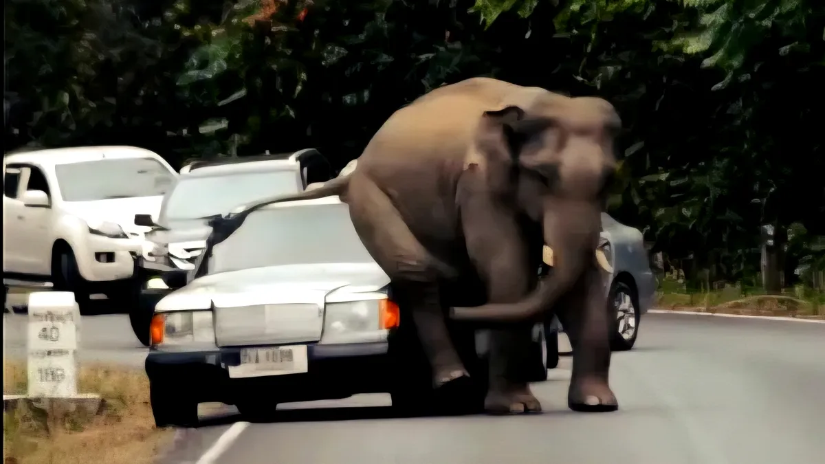 Trei oameni au murit după ce mașina în care se aflau a izbit un elefant. Animalul avea prioritate