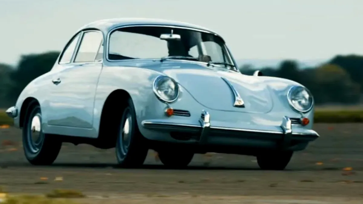 VIDEO. Un Porsche 356 a fost transformat în mașină electrică. Cutia manuală a fost păstrată