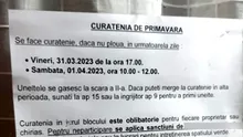 Anunțul ireal lipit de administratorul unui bloc din Cluj: 'Curățenia e obligatorie. Pentru neparticipare, se…'