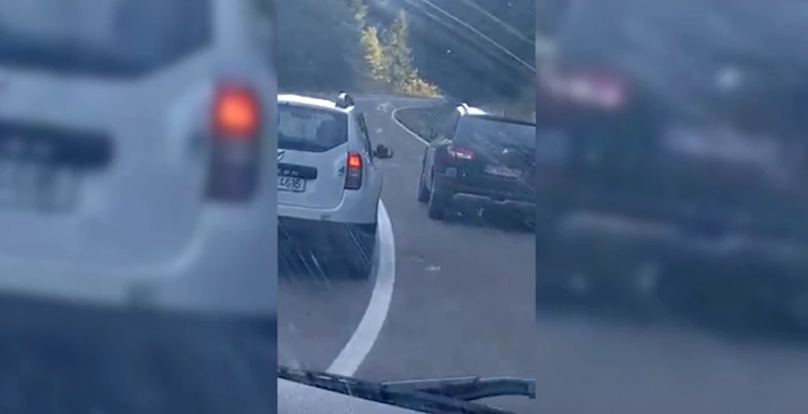Maşină a MAI, filmată când depăşea pe linie continuă, într-o curbă fără vizibilitate – VIDEO