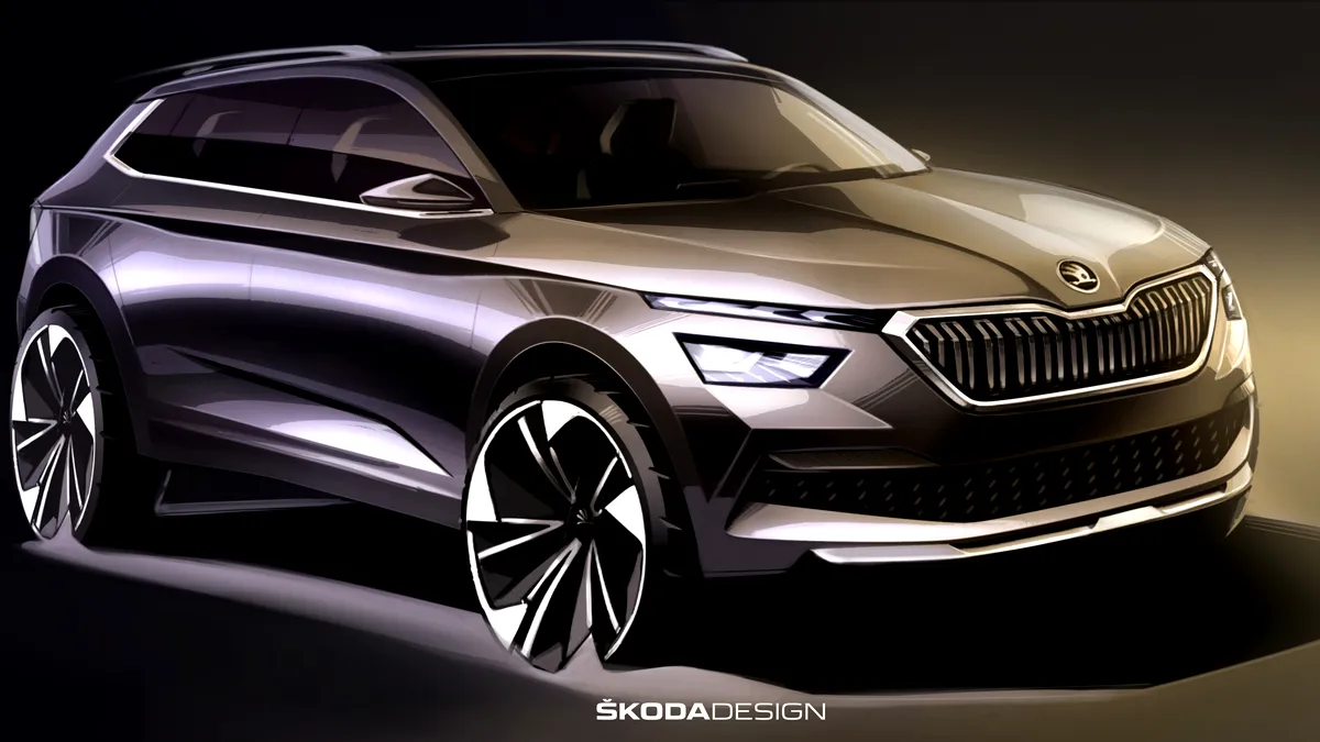 Schiţe de design cu Skoda Kamiq. Este cel mai mic crossover din gama cehilor