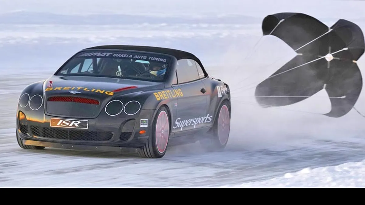 Record de viteză pe gheaţă cu Bentley Continental Supersports
