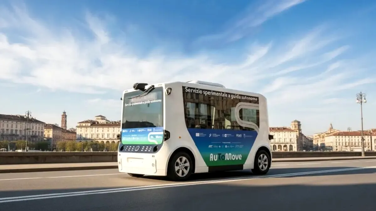 Microbuz autonom testat la Torino: 1.280 de kilometri fără accidente, dar cu sute de intervenții umane