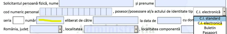 Cei care au Carte Electronică de Identitate trebuie să selecteze în aplicație „C.I. electronică” (Sursa: AFM)