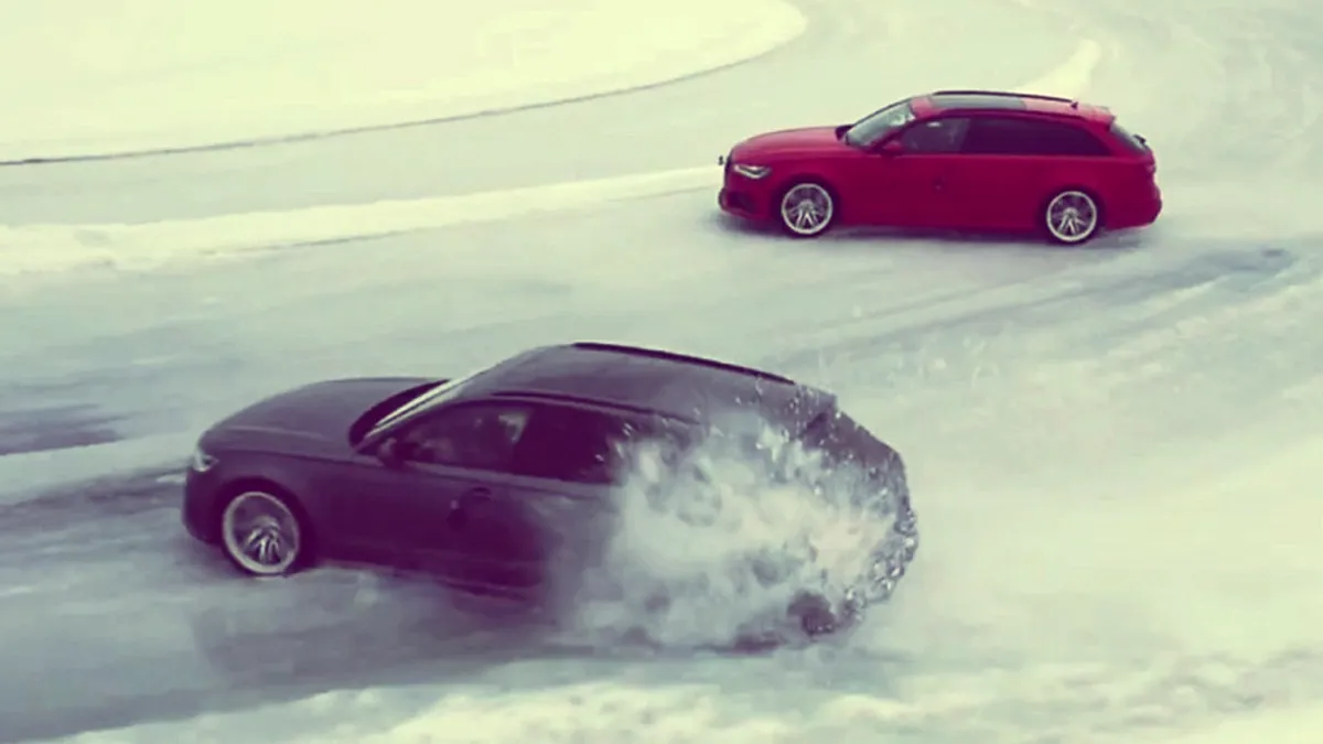 Aşa se joacă leapşa pe gheaţă, cu două Audi RS6 Avant. VIDEO