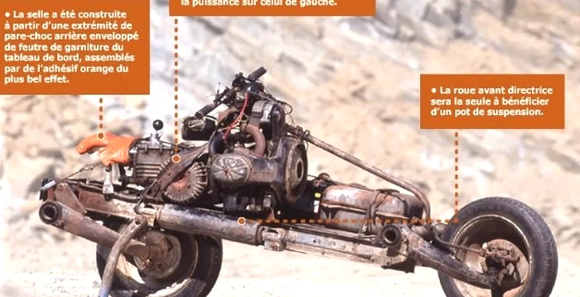 A construit o motocicletă dintr-un Citroen 2CV pentru a scăpa din deşert!