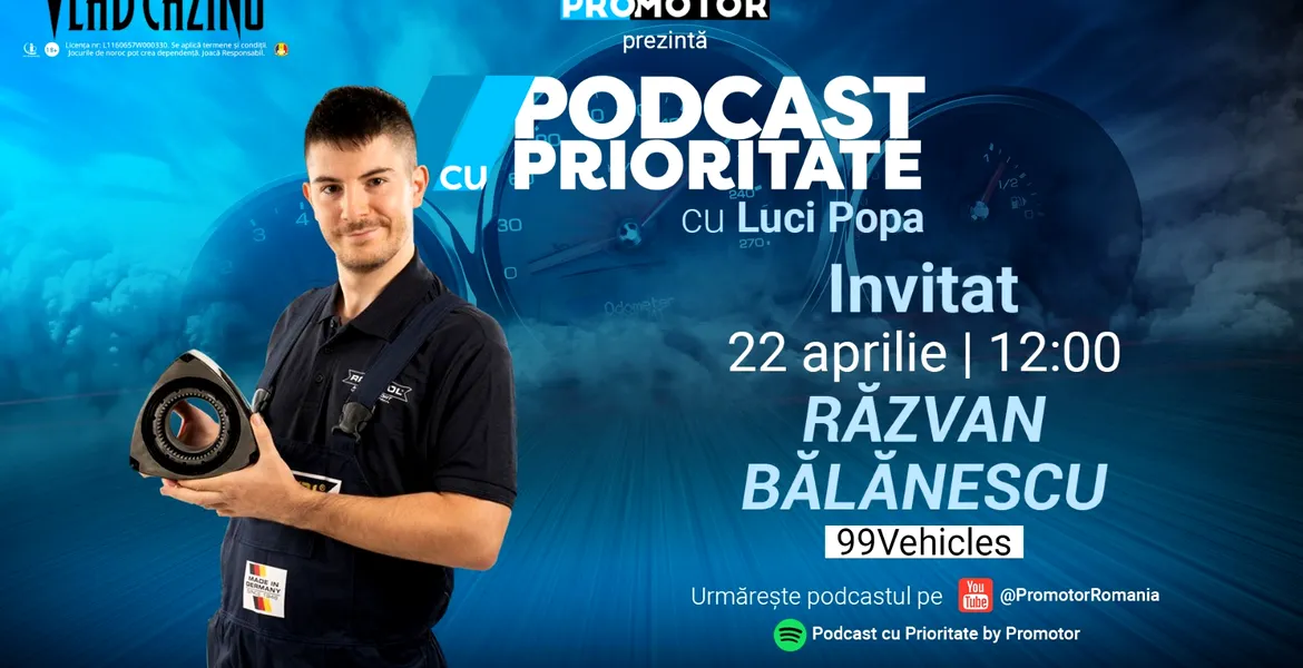 „Podcast cu Prioritate” #41 apare luni, 22 aprilie. Invitat: Răzvan Bălănescu (99Vehicles)