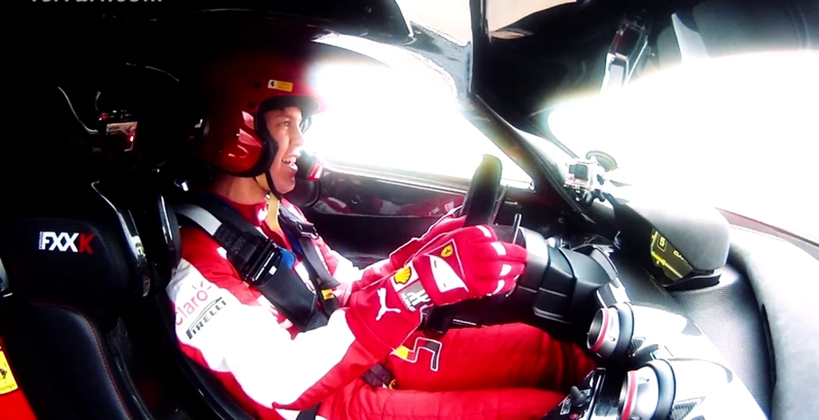 Sebastian Vettel s-a distrat copios cu Ferrari FXX K. VIDEO