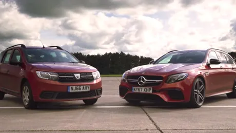 Liniuţă de gradul 3: Mercedes E 63 S vs Dacia Logan MCV - VIDEO