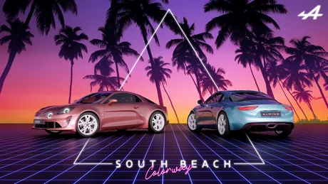 Alpine lansează pachetul South Beach Colorway pentru modelul A110 cu ocazia cursei de Formula 1 de la Miami