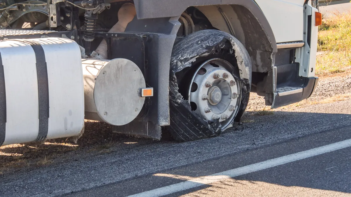 Mercedes-Benz GLE Coupe, declarat daună totală după ce anvelopa unui camion a explodat lângă el. VIDEO