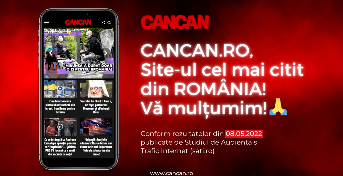 CIFRE OFICIALE. CANCAN.RO cel mai citit site din Romania pe 8 mai!