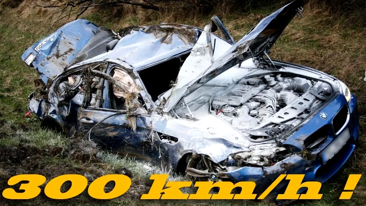 WOW! Uite cum arată un BMW M5 după un accident la 300 km/h!