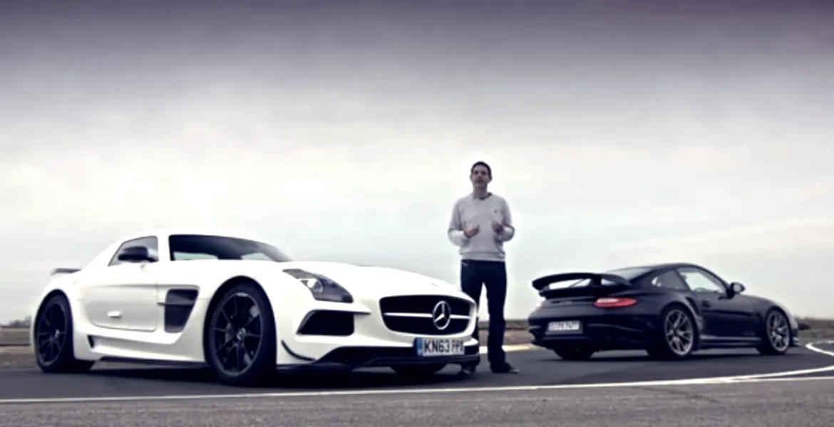 Bătălia greilor: Porsche 911 GT2 RS vs. Mercedes-Benz SLS AMG Black. VIDEO