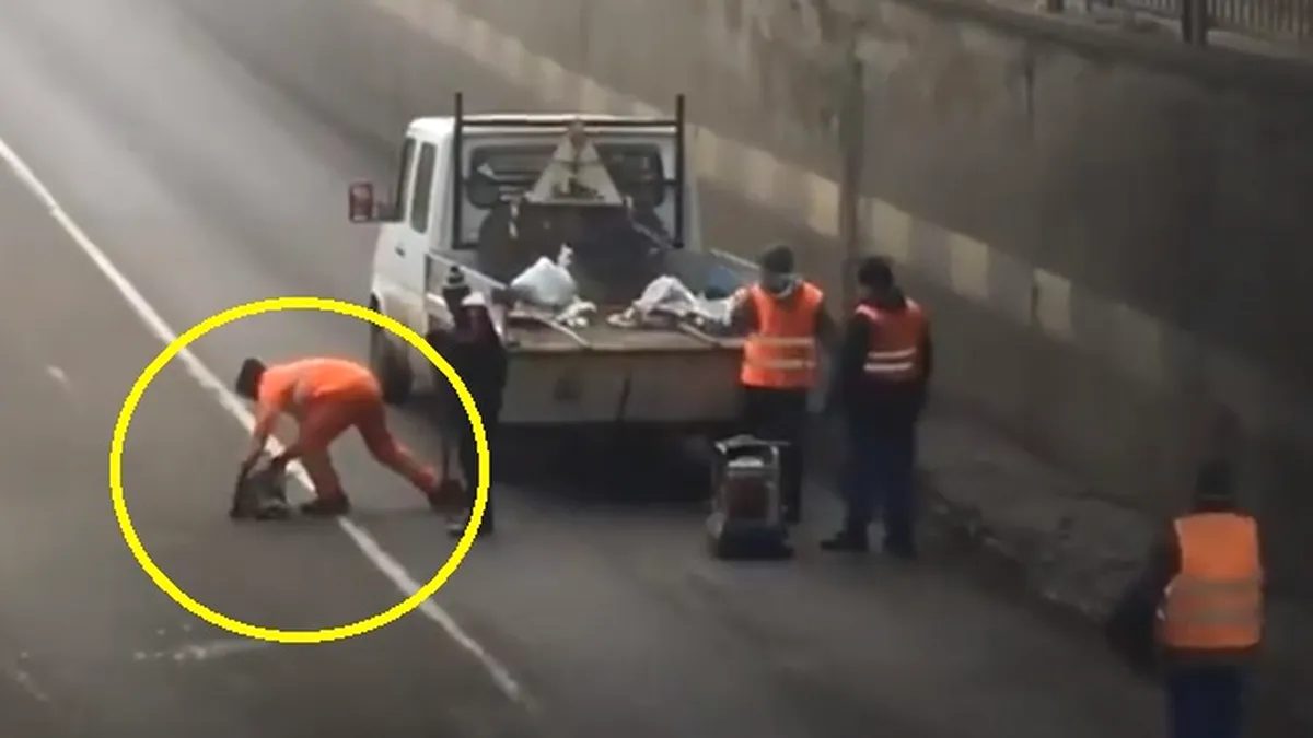 MADE ÎN ROMÂNIA. Cea mai nouă modalitate de asflatare: cu punga - VIDEO