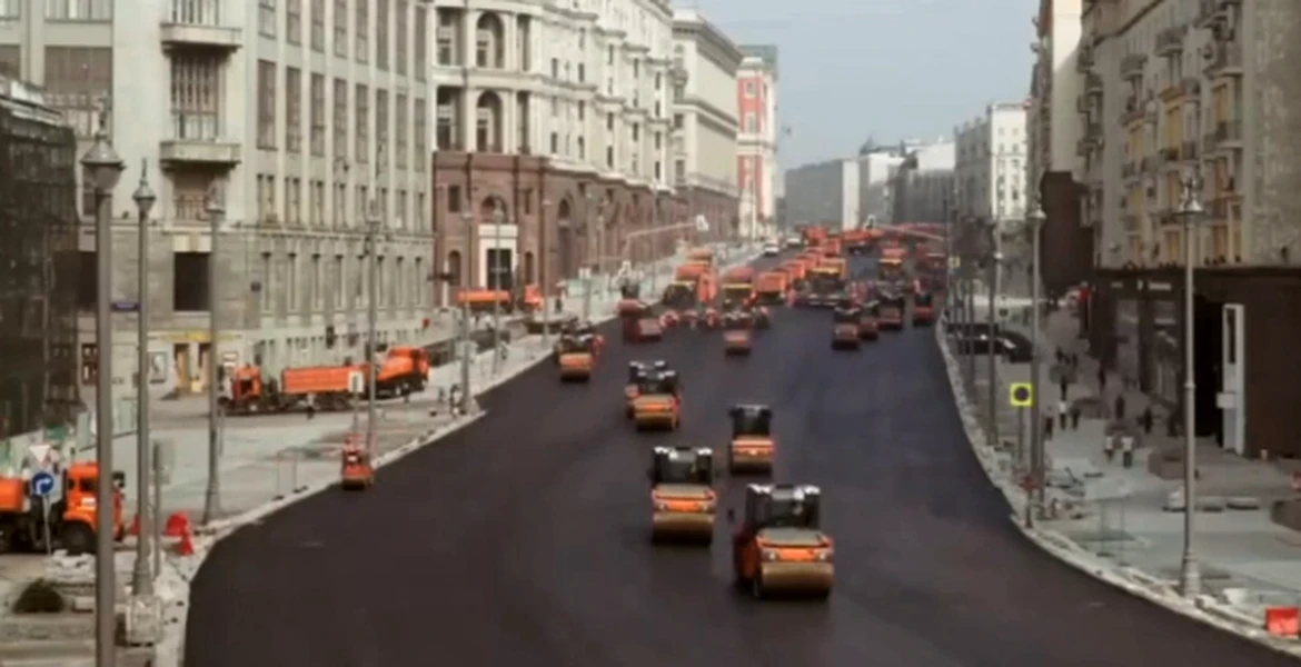 Ruşii ne arată cum se reconstruieşte o şosea într-o singură zi – VIDEO