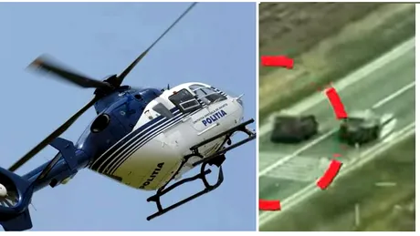 Filmat din elicopter cum face depășiri riscante pe DN6. Ce a pățit acest șofer după ce a fost oprit de polițiști | Video