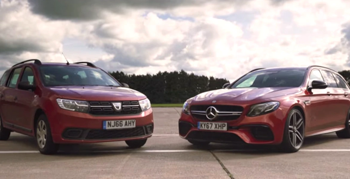 Liniuţă de gradul 3: Mercedes E 63 S vs Dacia Logan MCV – VIDEO