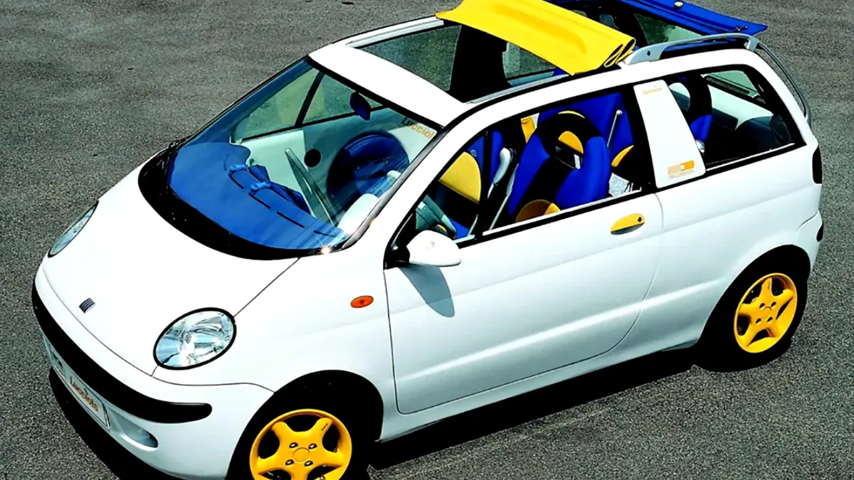 Daewoo Matiz decapotabil, cu motor electric și range-extender diesel. Acesta era conceptul inițial propus de celebrul Giugiaro