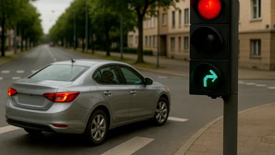 2025: Cum procedezi la semafor roșu cu verde intermitent la dreapta. În ce situație se suspendă permisul?