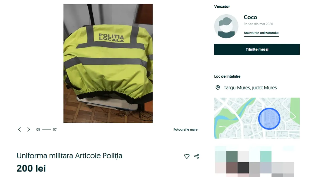 Cât costă uniforma unui polițist local. Un agent a vândut-o pe OLX!