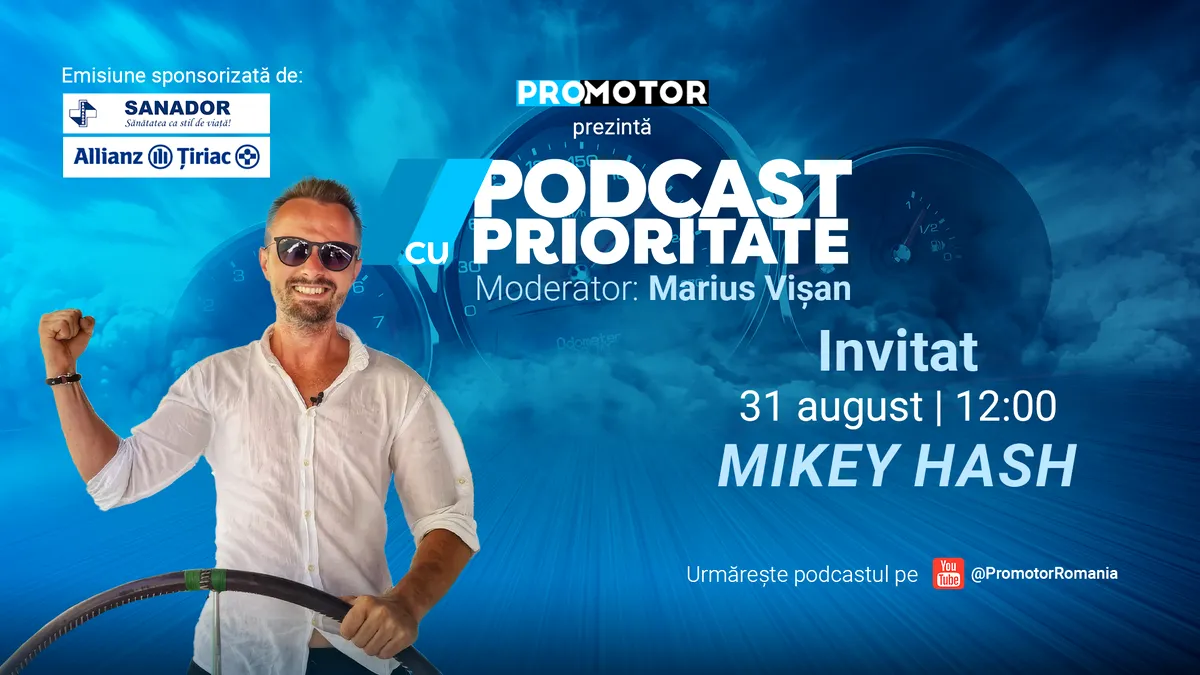 Mikey Hash vine la „Podcast cu Prioritate” #111 by ProMotor. Despre cei trei ani petrecuți pe ocean, întoarcerea în România, BMW, Dacia, motociclete și aviație