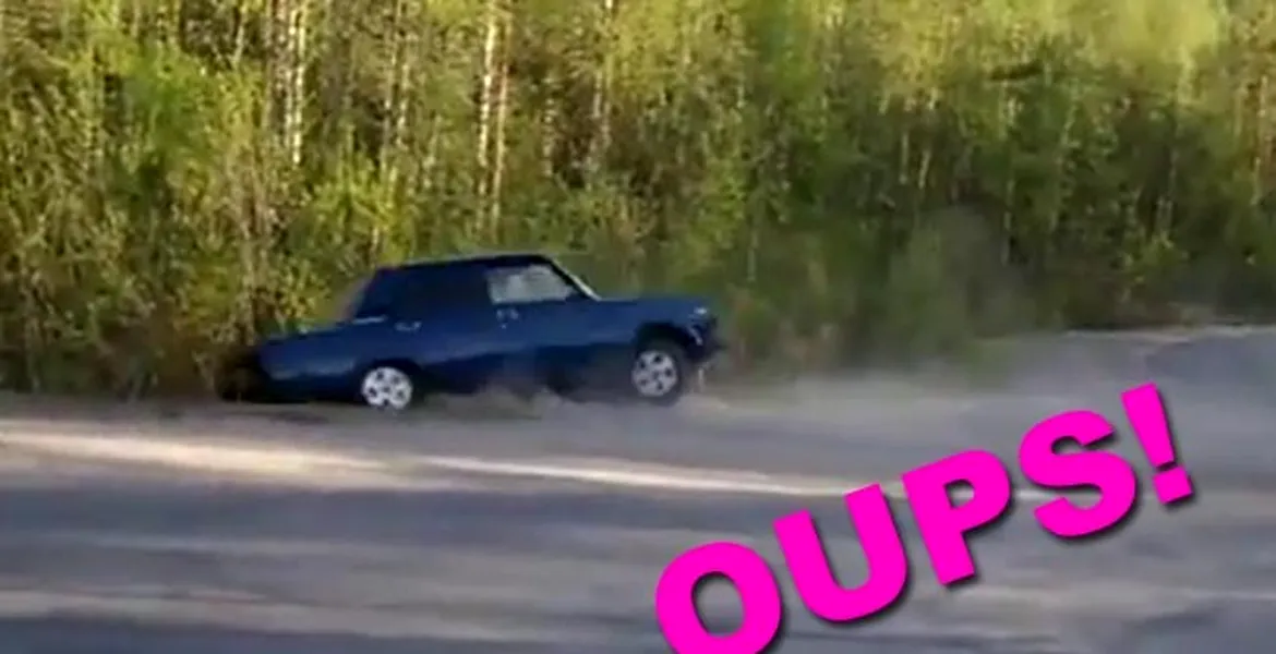 Lecţie pentru teribilişti: nu ştie să facă drift, dar e suficient de prost să se răstoarne!