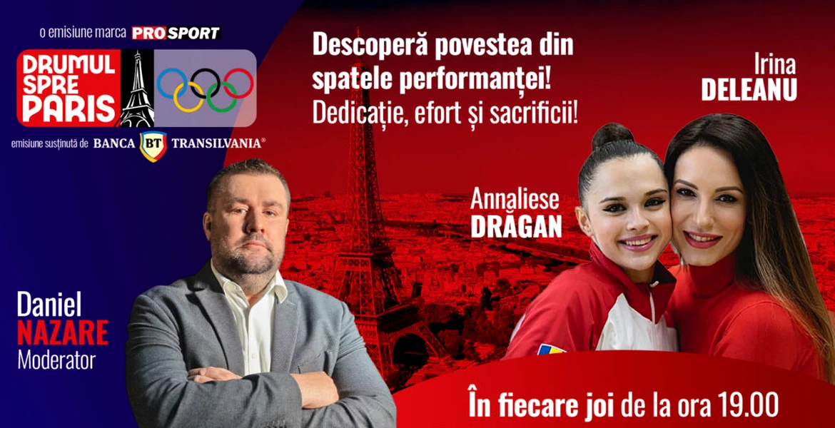 Sportiva Annaliese Drăgan și Irina Deleanu, președintele FR de Gimnastică Ritmică, sunt invitatele emisiunii de joi, 5 octombrie, de la ora 19:00
