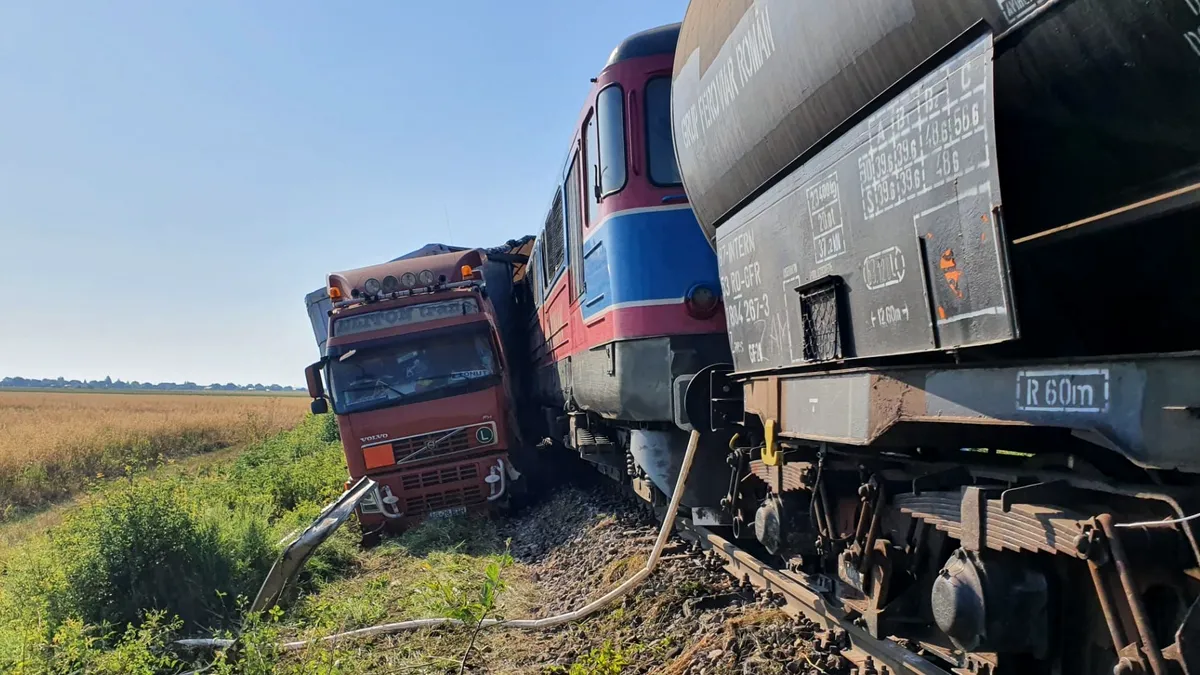 Dezastru pentru o companie de asigurări în urma unui accident la calea ferată în județul Giurgiu