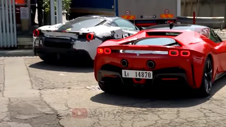 Un Ferrari cu motor V6 hibrid a fost surprins în timpul testelor -  VIDEO